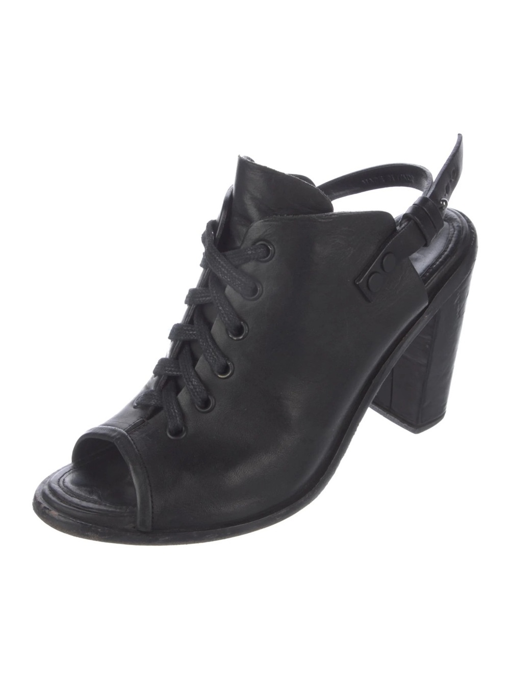 Rag & Bone Black Leather Peep Toe Platform Ankle Strap Pumps 9.5
